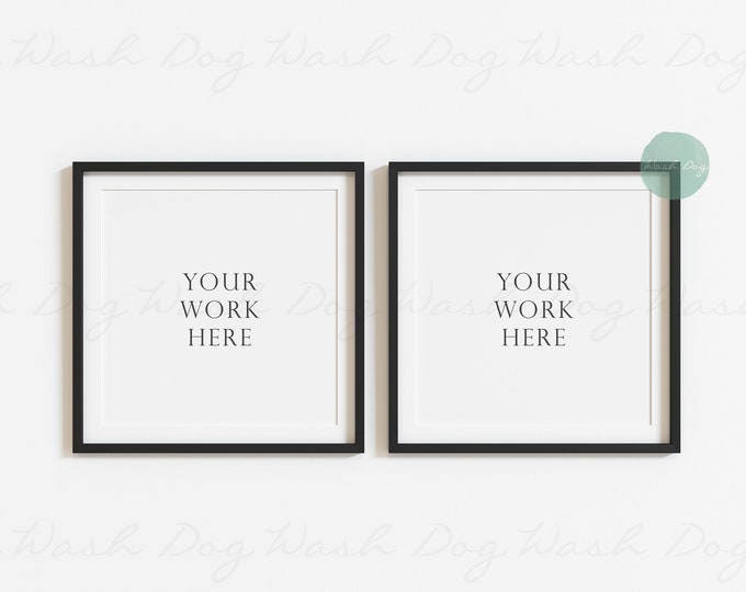 Black two frame mockup, Square frame mock up, Mock up frame, Digital two frame, Photo frame mockup, Instant download, 2 square frame mockup