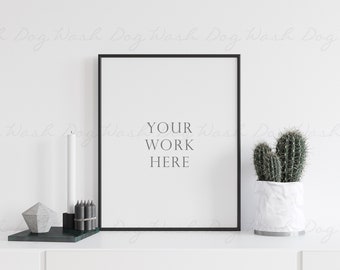8x10 frame mockup, Black and white, 8x10, Frame mock up vertical, Minimalist mockup frame, Thin frame, Poster mockup, 4x5 inch, Black frame