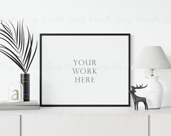 Black frame mockup, Horizontal frame, Mock up, Styled stock, Black thin frame, Frame mockup digital, Thin frame mockup, Black, Psd mockup
