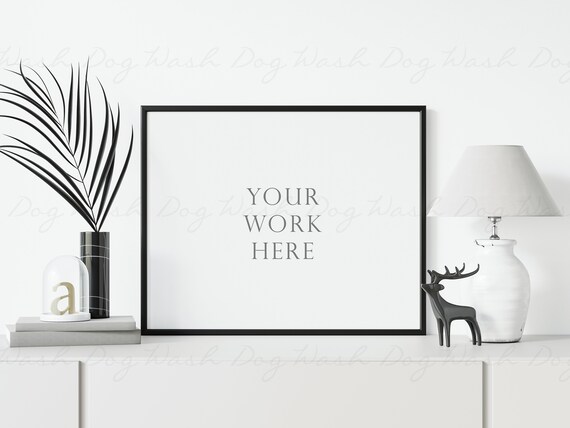 Black frame mockup, Horizontal frame, Mock up, Styled stock, Black thin frame, Frame mockup digital, Thin frame mockup, Black, Psd mockup