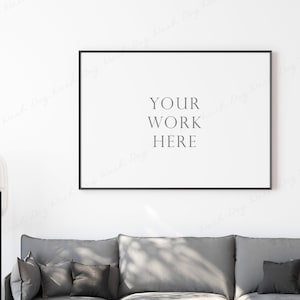 Horizontal Frame Mockup, Rectangular Frame Mockup, Horizontal Art Print Mockup, Black Frame Mockup, 7x5 Landscape Frame, Poster Frame Mockup