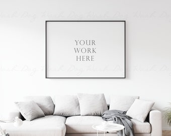 Horizontal art print mockup, Horizontal frame, Black frame mock, Black frame 5x7, Black horizontal frame, Frame psd, 5x7 Horizontal mockup