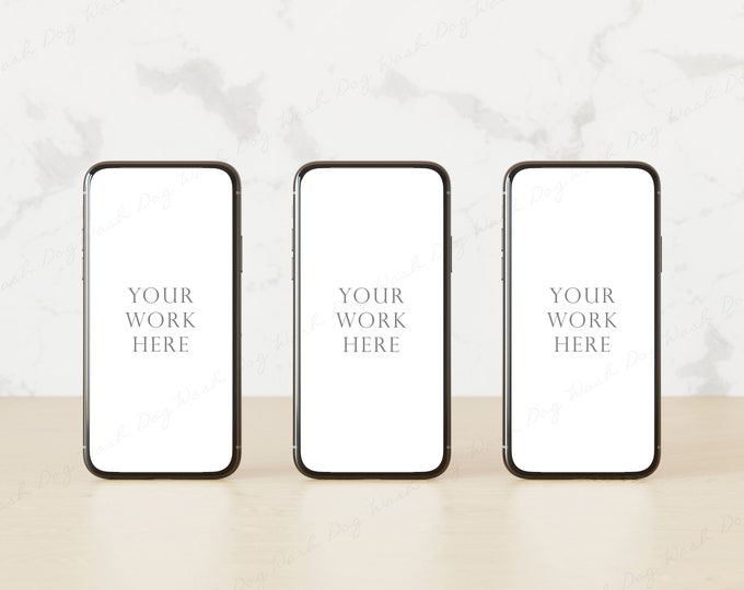 3 Smartphone Mockup, Simple Phone Mockup, iPhone Mockup, Cell Phone Mockup, Phone Screen Mockup, Minimalist Device Mockup, Digital Mockups