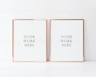 Two rose gold frame mockup, Frame rose gold two, Digital rose gold frame, Set of two mockup, Two vertical frame, Rose gold frame mockup