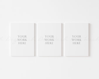 Three canvas mockup, Three canvas digital, Canvas mock three, Vertical canvas, Three vertical, Three empty canvas, Triple canvas mockup