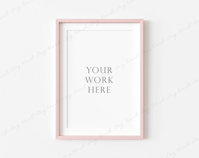 4x6 Digital Frame, Vertical Frame Mockup, Pink Frame Mockup, Vertical Picture Frame, Poster Mockup, Botanical Mockup, Instant Download