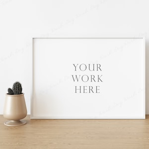 Minimalistischer Landschaftsrahmen, 5x7 horizontaler Rahmen Mockup, weißer Rahmen Mockup, rechteckiger Bilderrahmen, Posterrahmen Mockup, digitales Mockup