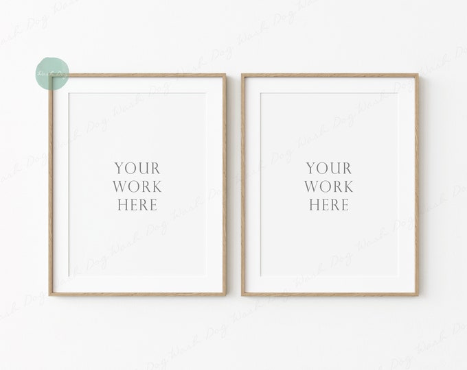 2 Vertical Frame Mockup, Vertical Wooden Frame Mockup, Digital Frame, 4x3 Vertical Frame, Sign Mockup, Poster Frame Mockup, Blank Wood Frame