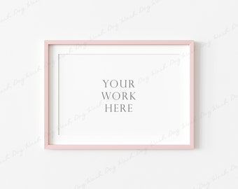 4x6 Horizontal Frame Mockup, Nursery Landscape Frame, Pink Frame Mockup, Rectangular Picture Frame, Poster Frame Mockup, Pink Digital Frame
