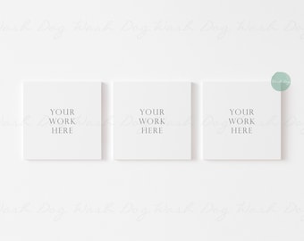 Drei quadratische Leinwand Mockup, Drei quadratische Leinwand, Leinwand Mock drei, Leinwand, quadratische Leinwand, drei Leinwand, drei leere Leinwand, 3 Leinwand mockup
