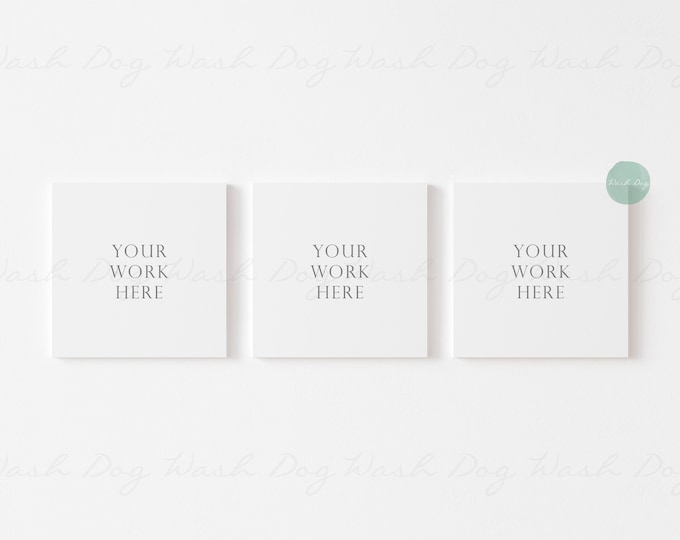 Three square canvas mockup, Three canvas square, Canvas mock three, Canvas, Square canvas, Three canvas, Three empty canvas, 3 canvas mockup