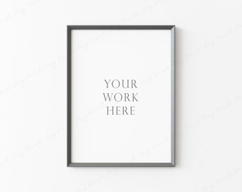 Vertical Frame Mockup, Grey Frame Mockup, Digital Art Frame, Digital Frame Mockup, Grey Thin Frame, 4x3 Frame Mockup, Photo Frame Mockups