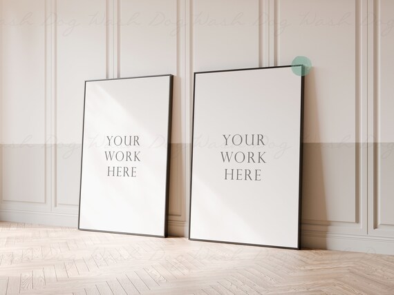 Double Frame Mockup: 4x6 Framed Art Display (PSD & JPEG Digital Download