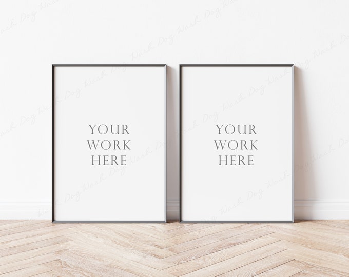 5x7 Black Frame Mockup, 2 Vertical Frame Mockup, Digital Frame Mockup, Two Frames Mockup, Black Thin Frame, Psd Mockup, 5x7 Digital Frame