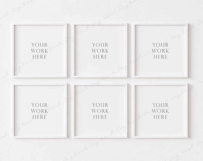 Six Square Frame Mockup, Square Digital Frame Mockup, Square Frame, White Frame Mockup, Portrait Frame, Mockup for Art, Poster Frame Mockup