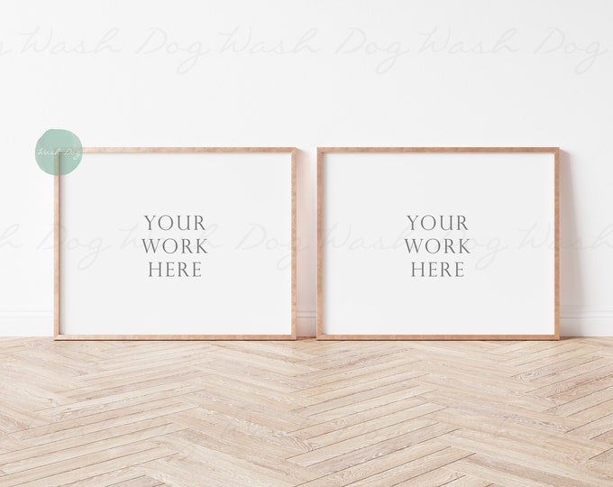 Frame mockup two horizontal, Set of 2 gold frame, Two horizontal mockup, 2 mock ups, Landscape mockup, Frames mockup, Digital two mockup