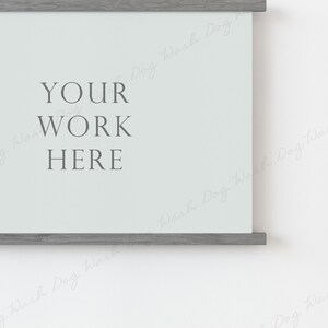 Horizontal poster hanger mock up, Photo magnetic mockup, 2x3 poster frame, Poster mockup landscape, Magnetic frame wood poster hanger mockup image 3
