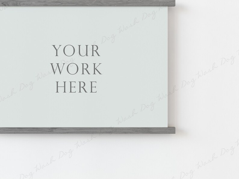 Horizontal poster hanger mock up, Photo magnetic mockup, 2x3 poster frame, Poster mockup landscape, Magnetic frame wood poster hanger mockup image 3