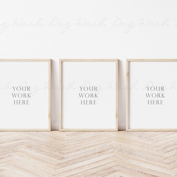 Three frames, 8x10 frame mockup, Set of three, Triple wood frames, Digital frame, Triple photo frame, Three vertical frames, 3 Frame mock up