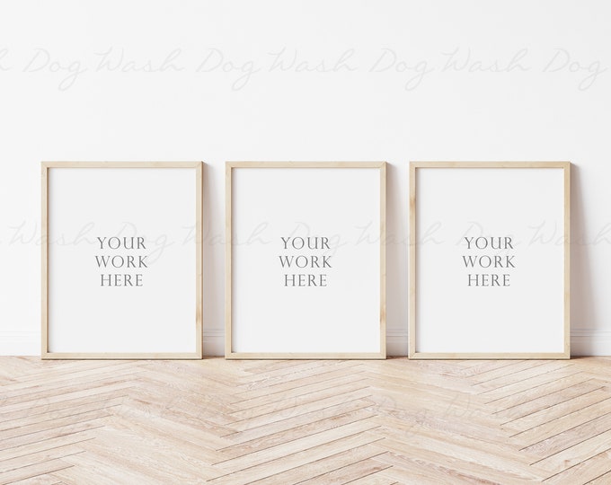 Three frames, 8x10 frame mockup, Set of three, Triple wood frames, Digital frame, Triple photo frame, Three vertical frames, 3 Frame mock up