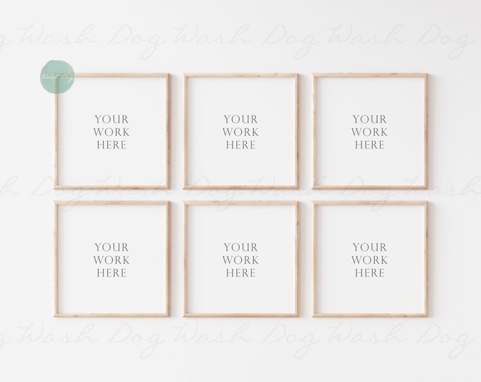Six square frame mockup, Six wood frame, 6 Frame mockup, Six mockup frame, Square six frame, 6 wood frames, 6 frame, Set of six frame mockup