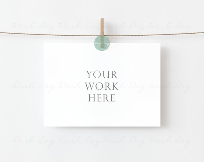 Card mock up, Invitation mockup, Greeting card mockup, Simple white card, Mockup card, Digital card template, Clothespin, 5x7 card mock up