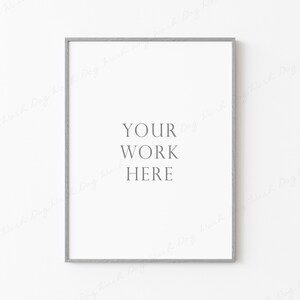 May include: A silver framed picture mockup with the text "YOUR WORK HERE" on a white background.