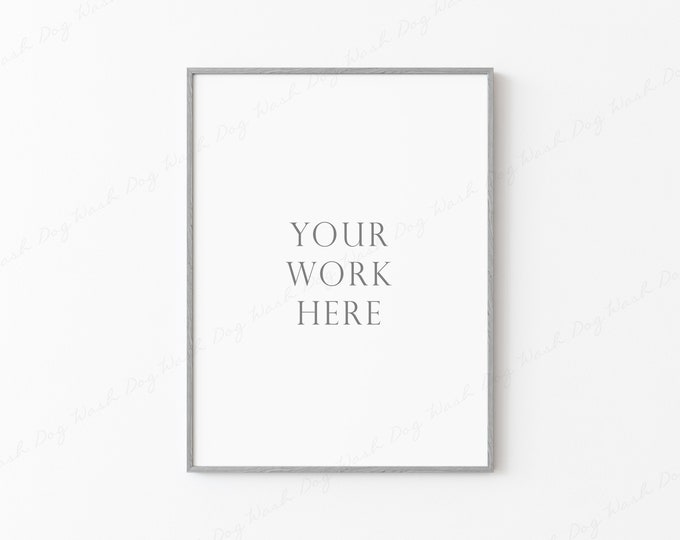 Vertical Frame Mockup, Digital Frame Mockup, Grey Frame Mockup, Minimalist Wall Art Mockup, Slim Frame, 4x3 Frame Mockup, Photo Frame Mockup