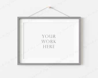 Rectangular Frames Mockup, Hanging Frame Mockup, Landscape Frame, Grey Frame Mockup, Grey Thin Frame, Mockup for Art, Picture Frame Mockup