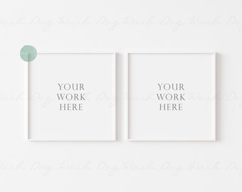 Two square white frame, Two white frame mock, Two mock up square, Square white frame digital, 2 frame, Frame digital mock up, Two frames