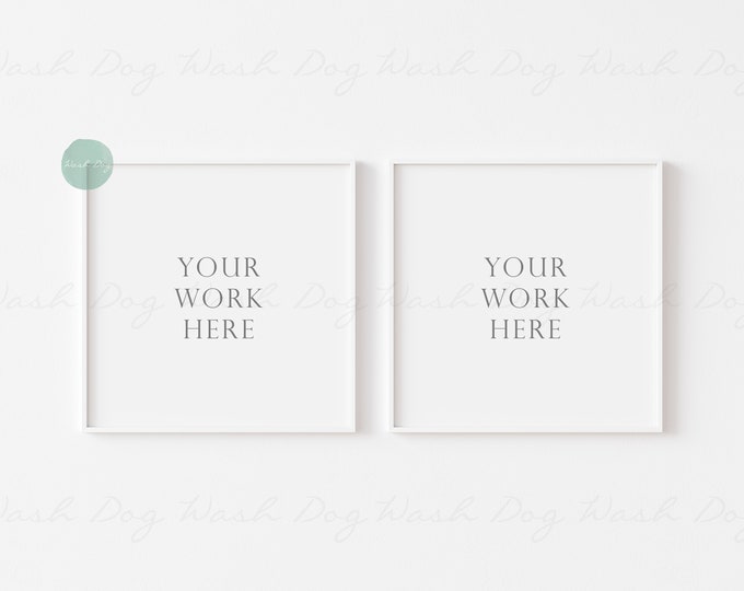Two square white frame, Two white frame mock, Two mock up square, Square white frame digital, 2 frame, Frame digital mock up, Two frames