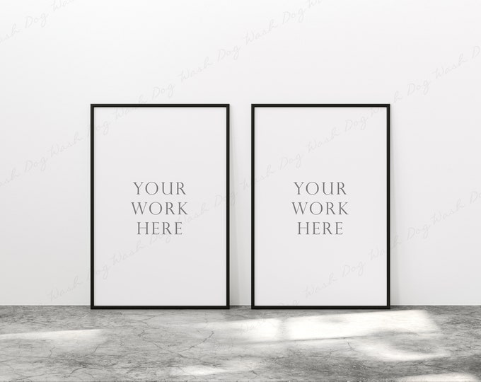 Two frame mockup, Two mockup, 2 Vertical frame, Black photo frame, Thin frame mockup, Black frames, 2 frame, Light overlay, 2 mockup frame