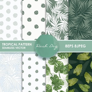 Tropical scrapbook paper, Digital scrapbook, Tropical leaves digital paper, Botanical pattern, Floral pattern seamless, Floral digital paper