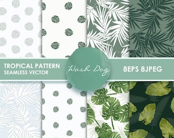 Tropical scrapbook paper, Digital scrapbook, Tropical leaves digital paper, Botanical pattern, Floral pattern seamless, Floral digital paper