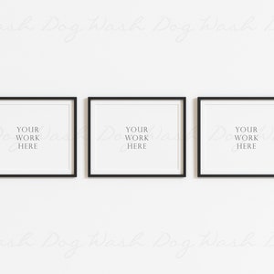 Three horizontal frames mockup, Three mock up frames, Three frames in a row, 3 Horizontal frame, 3 Frame mockup, Black frame mockup trio