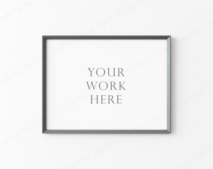 4x3 Horizontal Frame Mockup, Grey Frame Mockup, Landscape Frame Mockup, Rectangular Frame Mockup, Poster Frame Mockup, Digital Frame Mockup