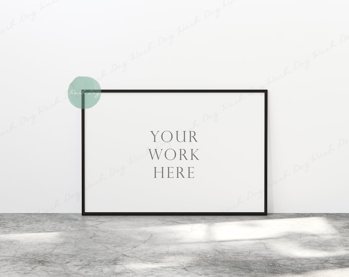 Horizontal frame mockup, Landscape frame, Black frame, Minimalistic frame, Mock up, Digital frame, Styled poster mockup, Landscape mockup,