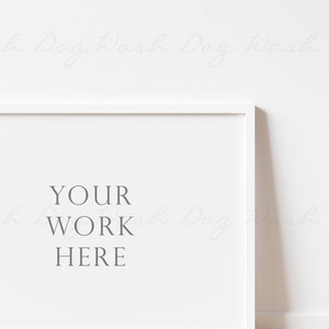 May include: A white picture frame with a white mat and a white background. The text "YOUR WORK HERE" is printed in gray on the mat.