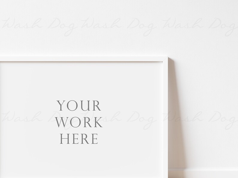 May include: A white picture frame with a white mat and a white background. The text "YOUR WORK HERE" is printed in gray on the mat.