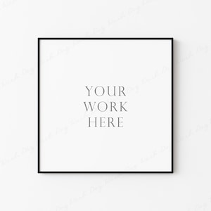 Square Frame Mockup, Black Frame Mockup, Square Picture Frame, Digital Art Frame, Poster Frame Mockup, Digital Frame Mockup Black Thin Frame