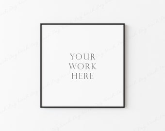Square Frame Mockup, Black Frame Mockup, Square Picture Frame, Digital Art Frame, Poster Frame Mockup, Digital Frame Mockup Black Thin Frame