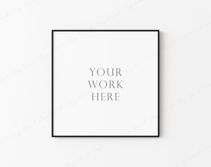 Square Frame Mockup, Black Frame Mockup, Square Picture Frame, Digital Art Frame, Poster Frame Mockup, Digital Frame Mockup Black Thin Frame