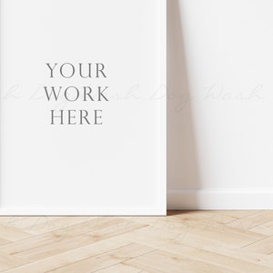 May include: A white frame with a white mat and a white background. The text "YOUR WORK HERE" is printed in gray on the white background.