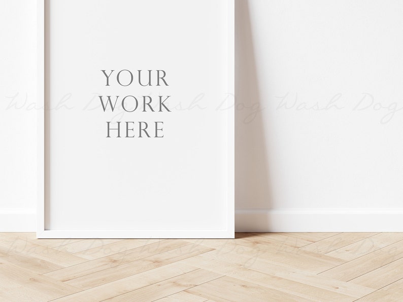 May include: A white frame with a white mat and a white background. The text "YOUR WORK HERE" is printed in gray on the white background.