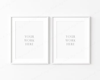 3x4 Vertical Frame Mockup, White Frame Mockup, Two Frame Mockup, 2 Vertical Frames Mockup, Thin Frame, Mockup for Art, Picture Frame Mockup