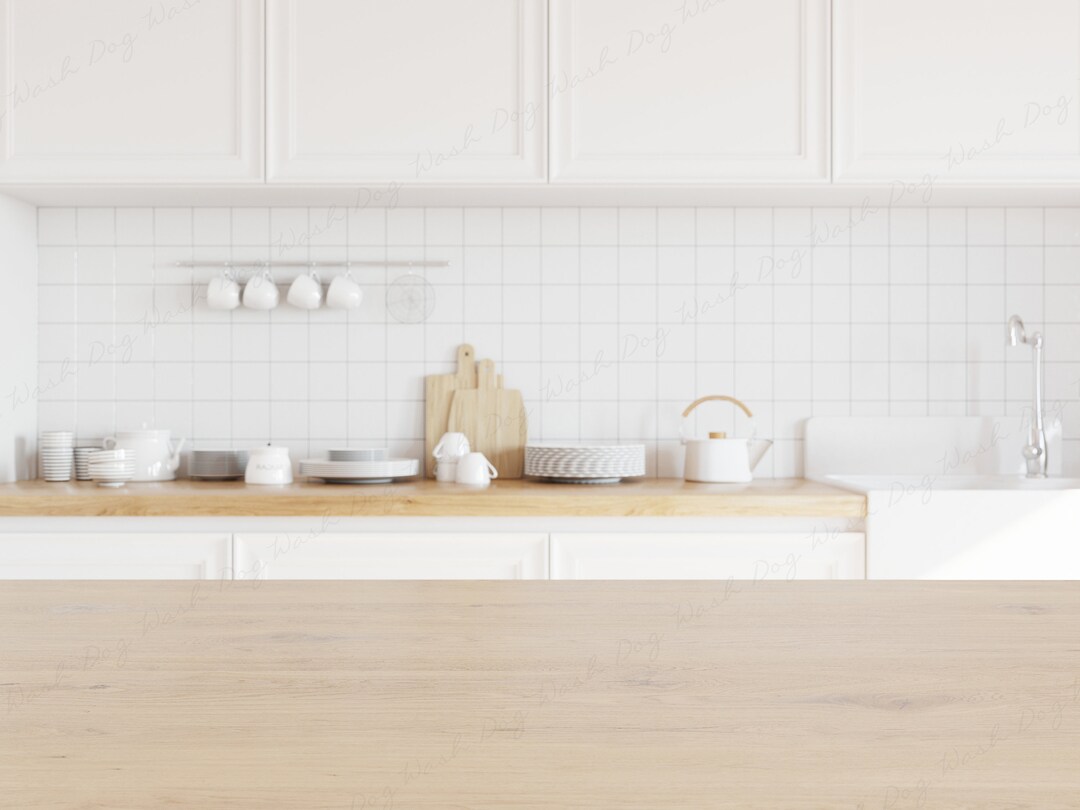 Kitchen Background Mockup, Kitchen Mockup, Wood Table Mockup, Kitchen