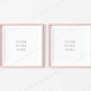 Pink Frame Mockup, Two Square Frame Mockup, Digital Frame Mockup, Empty Frame Mockup, 2 Portrait Frame, Mockup for Art, Picture Frame Mockup