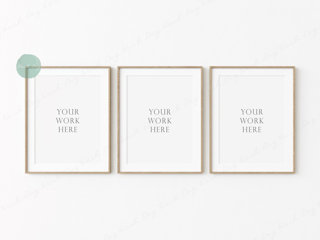 3 Vertical Frame Mockup, 3 Wooden Frame Mockup, Three Digital Frame
