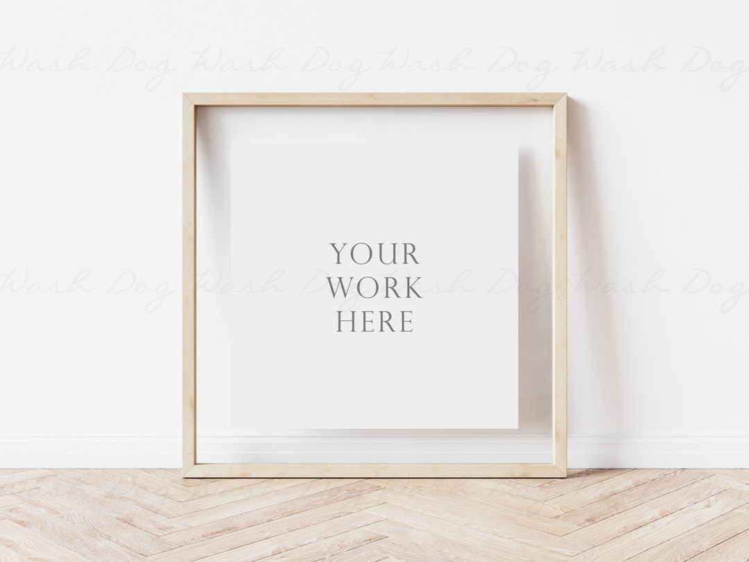 Square Frame Mock Up, Minimal Glass Frame, 12x12 Wood Frame Mockup, Frame Mock up Square, Scandi