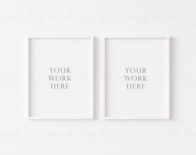 2 Vertical white frame, 11x14 frame digital, Two mock up white, 2 frame, Couple white frame, 2 frame, Thin white frame mock, 2 frame mockup